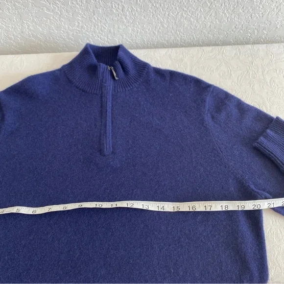 QI navy CASHMERE ZIP PULLOVER